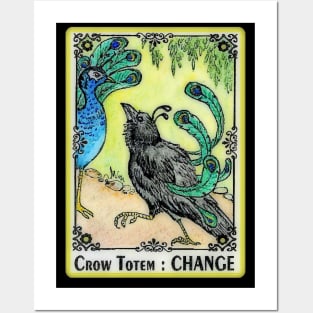 CHANGE Crow Totem Animal Spirit Guide Posters and Art